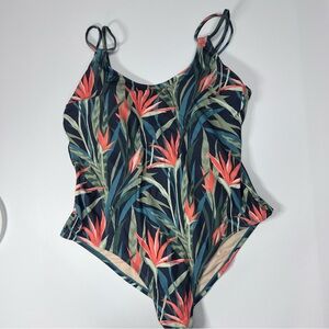 2/$25 bundle Kona Sol One Piece Swimsuit - Black and Red Tropical Print Sz XL